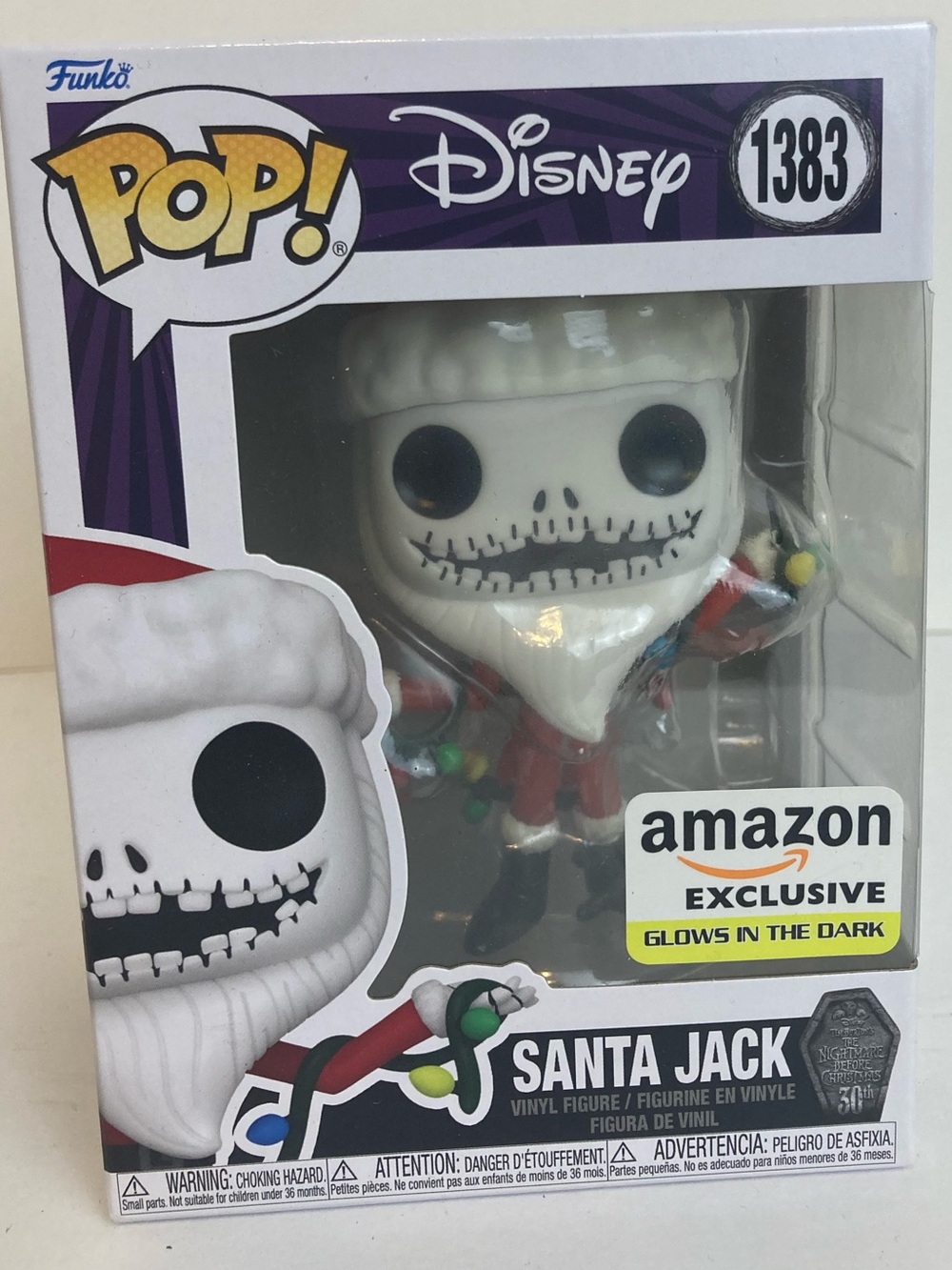 Funko Pop Santa Jack #1383 Amazon Exclusive Glow in Dark Disney NBC